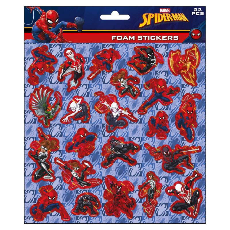 Spiderman puffy foam sticker with silver decoration