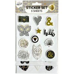 Colour Black Gold sticker set 3 sheets