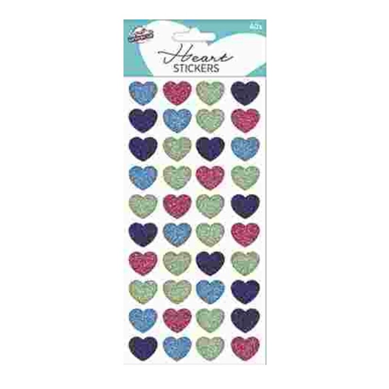 Colour heart holographic sticker set