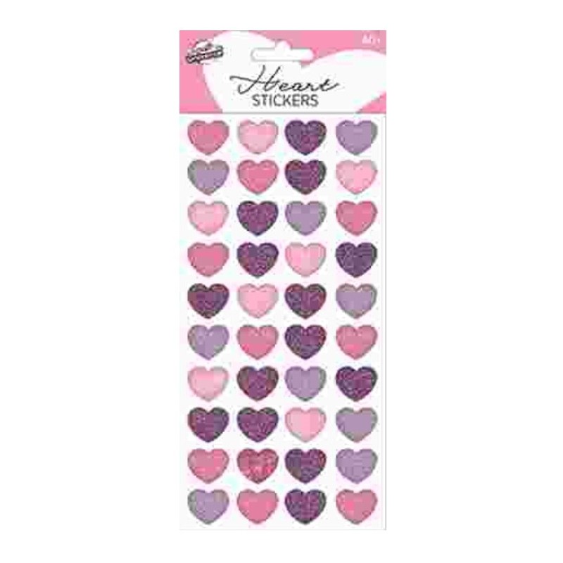 Colour heart holographic sticker set