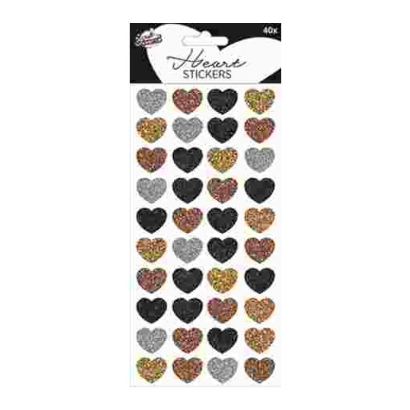 Colour heart holographic sticker set