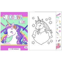 Unicorn coloring book with stickers 32 pages