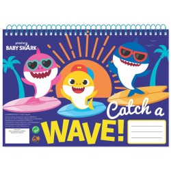 Carnet de croquis à spirale Baby Shark Wave A/4 30 feuilles