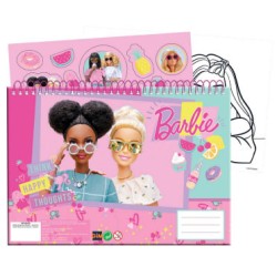 Carnet de croquis à spirale Barbie Happy Thoughts A/4 avec 40 pages et autocollants