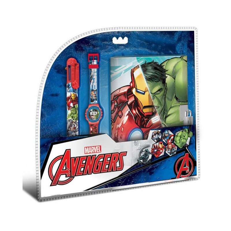 Avengers journal + 6-color pen + watch