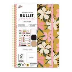 Colour Bullet Journal, Blossom Patterned Planner Notebook A5 with Stickers