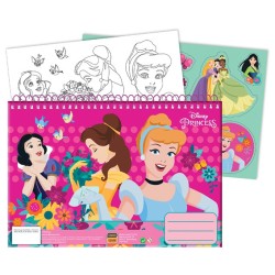 Carnet de croquis à spirales Disney Princess Spring A/4 avec 40 feuilles et autocollants