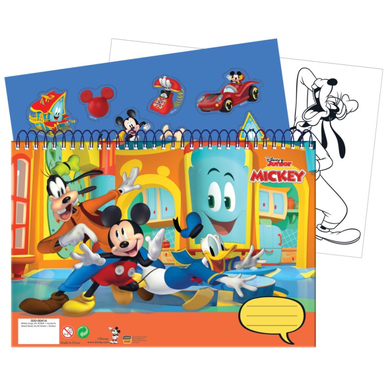 Disney Mickey  Fun Times A/4 spiral sketchbook with 40 sheets and stickers