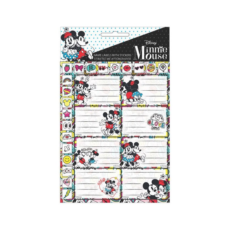 Étiquettes de classeur Disney Minnie Draft avec autocollants, lot de 16