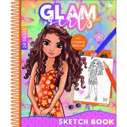 Girl Power Glam Girls Eva Spiral Sketchbook with 24 Sheets, with Sticker