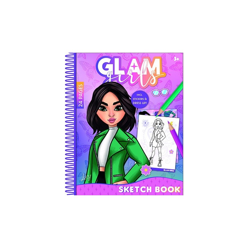 Girl Power Glam Girls Lucy Spiral Sketchbook with 24 Sheets and Stickers