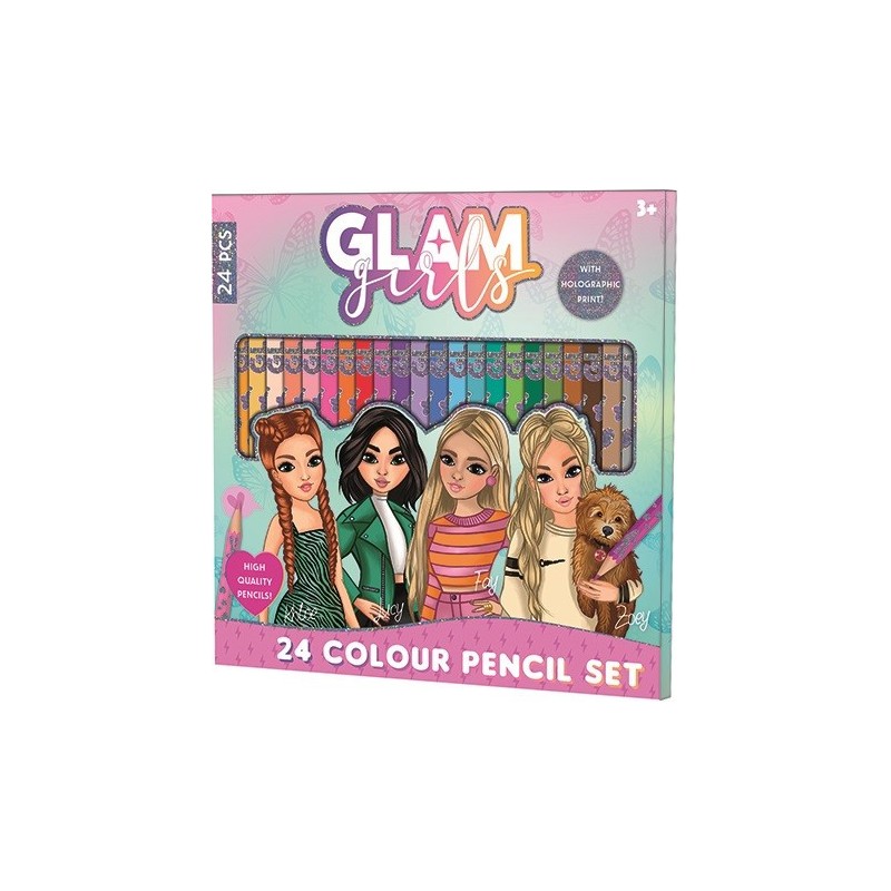 Crayons de couleur Girl Power Glam Girls 24 pièces