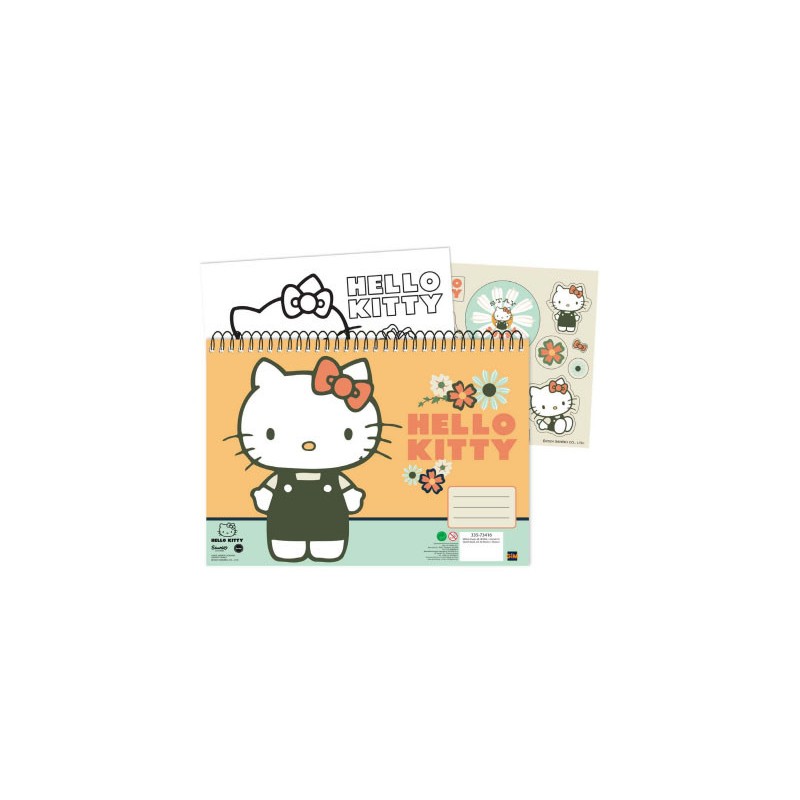 Carnet de croquis à spirale Hello Kitty Stay Sunny A/4 avec 40 feuilles et autocollants