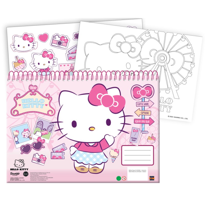 Hello Kitty Travel A/4 Spiral Sketchbook, 40 pages with stickers