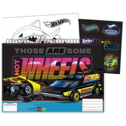 Carnet de croquis à spirales Hot Wheels Flame Runner A/4 avec 40 feuilles et autocollants