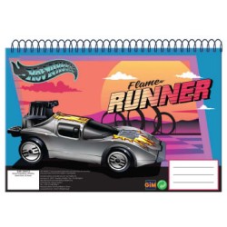 Carnet de croquis à spirales Hot Wheels Flame Runner A4, 30 feuilles