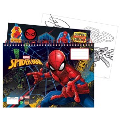 Carnet de croquis à spirale Spiderman Dark A/4 avec 40 feuilles et autocollants