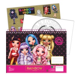 Carnet de croquis à spirale Rainbow High Besties A/4 avec 40 feuilles et autocollants