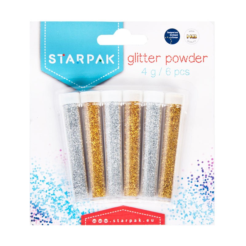 Colour Gold, Silver Glitter Set 6 pcs