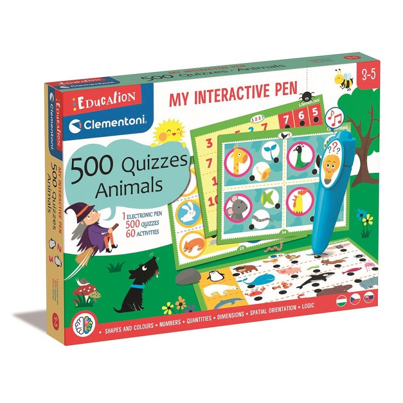 Jeu de compétences interactif avec stylo éducatif sur les animaux avec 500 questions de quiz par Clementoni