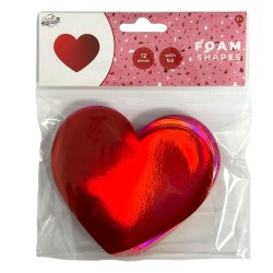 Colour Heart foam shape with foil, 12 pieces