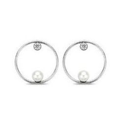 Victoria Silver-colored white pearl earrings