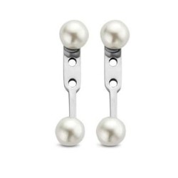 Boucles d'oreilles Victoria en perles blanches argentées