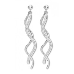 Boucles d'oreilles Victoria argentées avec pierres blanches