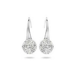 Victoria Silver colored white stone hook earrings