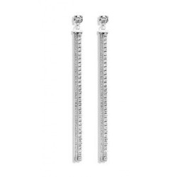 Victoria Silver Color White Stone Long Earrings