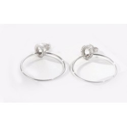 Victoria Silver colored hoop earrings with white stones