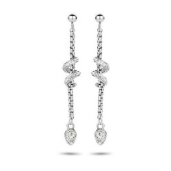 Boucles d'oreilles spirales Victoria avec pierres blanches couleur argent