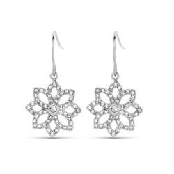 Victoria Silver Color White Stone Flower Earrings