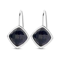 Boucles d'oreilles Victoria argentées avec pierres noires