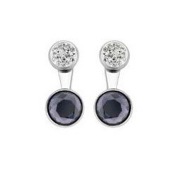 Victoria Silver color black, white stone earrings