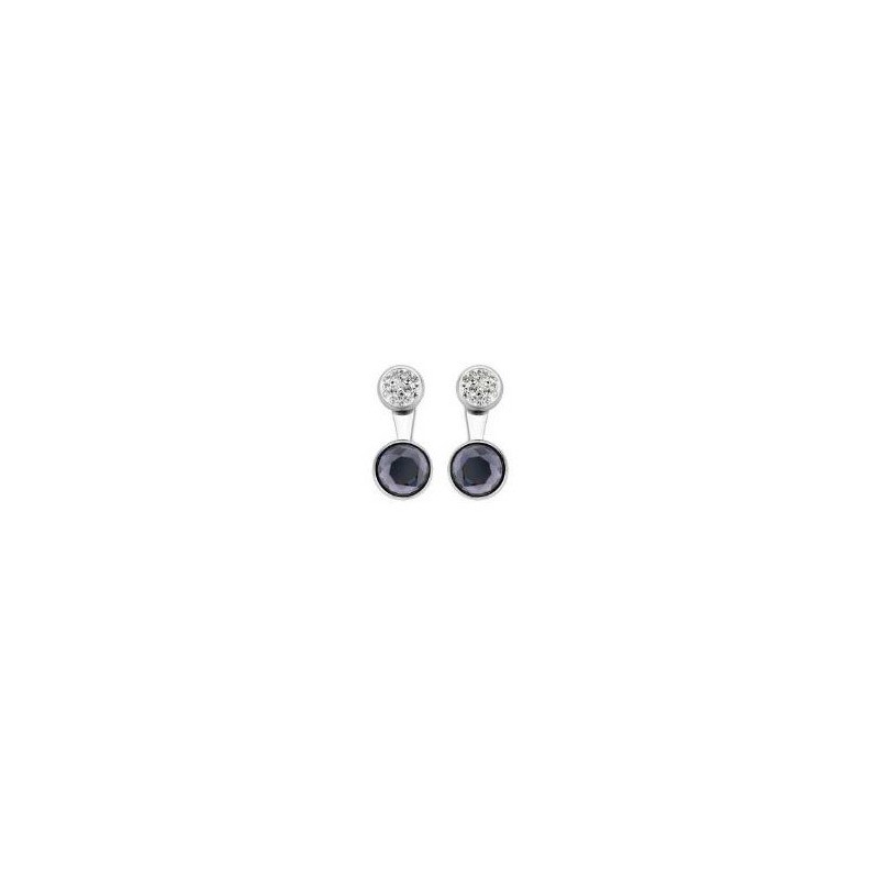 Victoria Silver color black, white stone earrings