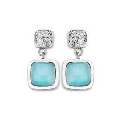 Boucles d'oreilles Victoria argentées avec pierre bleue