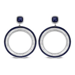 Boucles d'oreilles Victoria en pierre bleue et blanche argentée