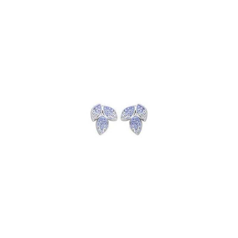 Victoria Silver Colored Blue, White Stone Petal Earrings