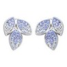 Victoria Silver Colored Blue, White Stone Petal Earrings