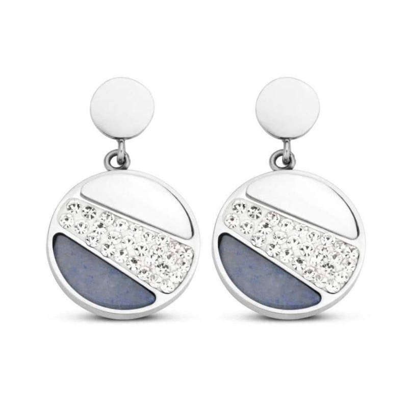 Victoria Silver-colored stone-patterned earrings