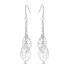 Victoria Silver-colored leaf patterned earrings