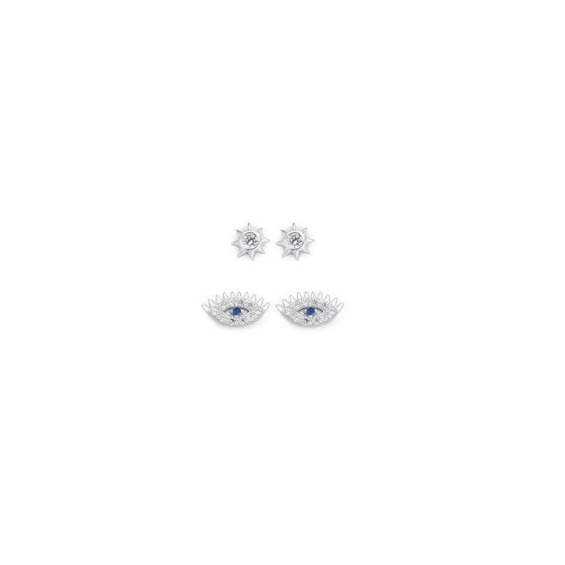 Victoria Silver Eye Earring Set