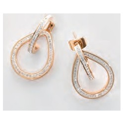 Victoria Rose gold colored white stone earrings