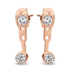 Boucles d'oreilles Victoria en or rose avec pierres blanches