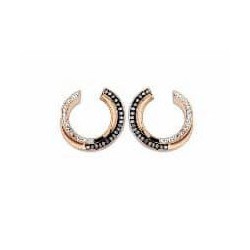 Boucle d'oreille Victoria en or rose avec pierres noires et blanches