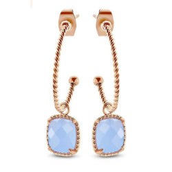 Victoria Rose gold blue stone earrings