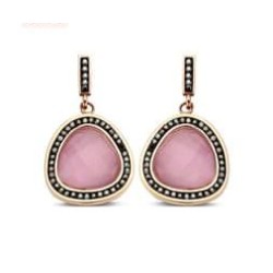 Victoria Rose gold colored pink stone earrings