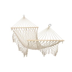 Garden hammock boho mesh tassel 200cm ecru