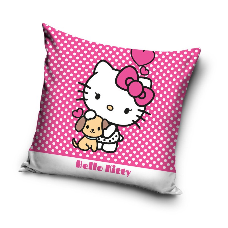 Housse de coussin en velours à pois Hello Kitty 40x40 cm